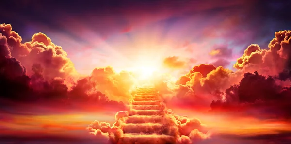 Stairway Leading Sky Sunrise Resurrection Entrance Heaven — 스톡 사진