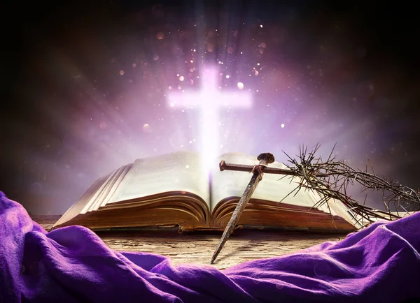 Passion Resurrection Concept Holy Bible Calvary Symbols — Stockfoto