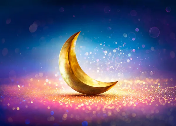 Ramadan Kareem Moon Shiny Glitter Abstract Oskärpa Ljus — Stockfoto