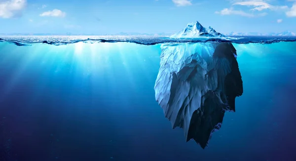 Iceberg Riesgo Submarino Concepto Calentamiento Global Renderizado —  Fotos de Stock