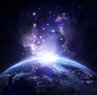 Earth view from space at night - USA clipart