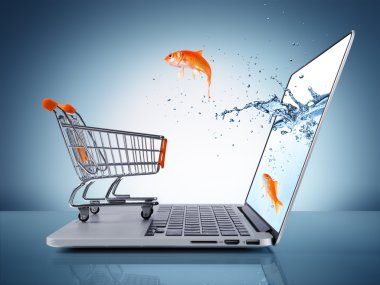 Japon balığı arabası - e-ticaret kavramı
