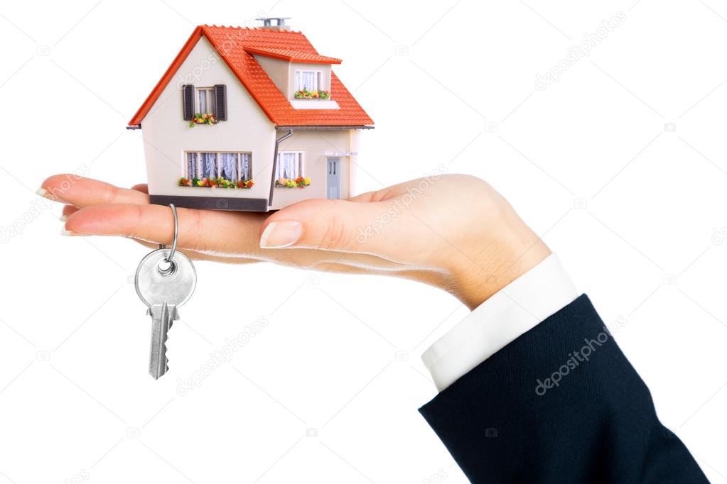 Give house and key - concept of real estate purchase