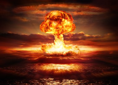 Explosion nuclear bomb in ocean clipart