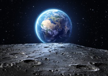Картина, постер, плакат, фотообои "голубая земля, видимая с поверхности луны
", артикул 71640475