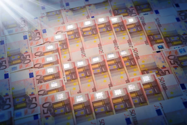 欧元符号-欧元货币上的聚光灯 — 图库照片