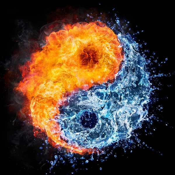 Ateş ve su - yin yang kavramı - tao sembolü — Stok fotoğraf