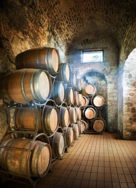 Cellar With Barrels For Storage Of Wine clipart