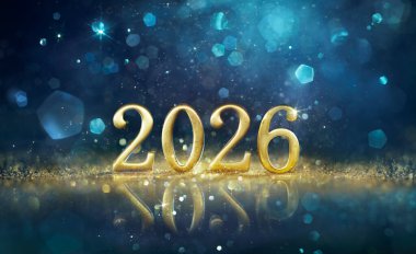 2026 Yeni Yıl Kutlaması - Soyut Odaklanmış Işıklar Gecesinde Parlayan Altın Sayılar