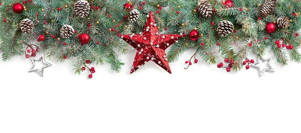 Beyaz süslenen Noel köknar ağacı