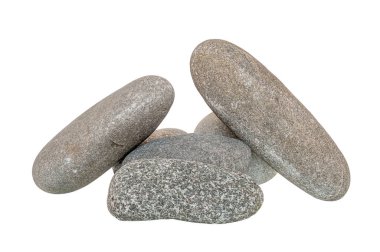 Stones of different colors, isolated, stacked in different compositions for use in collages, photographed in the studio in natural daylight, horizontally. clipart