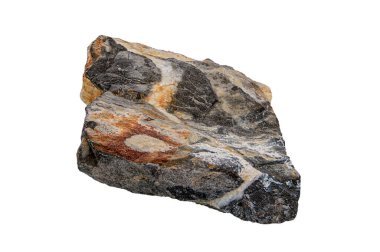 Sert, kabartmalı, izole taş parçaları serbest-form kuvars ile birleştirilmiş, bir stüdyoda gün ışığında farklı açılardan fotoğraflanmış..