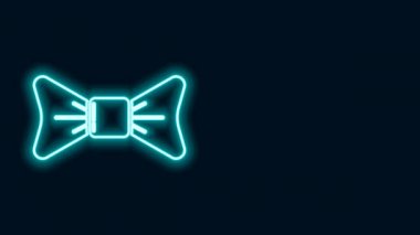 Parlayan neon çizgisi papyon simgesi siyah arkaplanda izole edildi. 4K Video hareketli grafik canlandırması