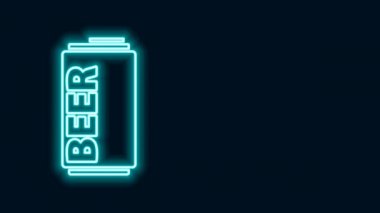 Parlayan neon hattı bira siyah arkaplanda izole edilebilir. 4K Video hareketli grafik canlandırması