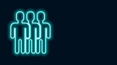 Parlayan neon hattı kullanıcı grubu simgesi siyah arkaplanda izole edildi. Bir grup insan ikonu. İş simgesi - kullanıcı profili simgesi. 4K Video hareketli grafik canlandırması