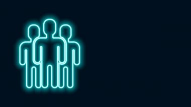 Parlayan neon hattı kullanıcı grubu simgesi siyah arkaplanda izole edildi. Bir grup insan ikonu. İş simgesi kullanıcı profili simgesi simgesi. 4K Video hareketli grafik canlandırması