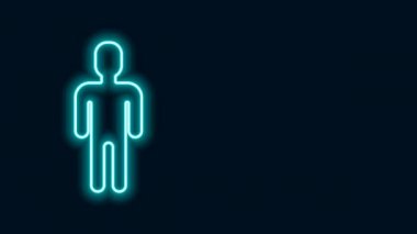 Parlayan neon hattı iş elbisesi giymiş adam kullanıcısı siyah arkaplanda izole edildi. İş simgesi kullanıcı profili simgesi simgesi. Erkek kullanıcı işareti. 4K Video hareketli grafik canlandırması