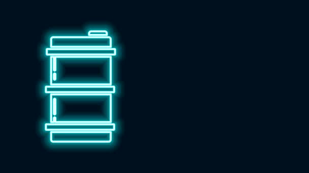 Glowing neon line Metal beer keg icon isolated on black background. 4K Video motion graphic animation — Stock Video