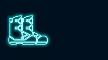 Parlayan neon çizgisi çizgileri simgesi siyah arkaplanda izole edildi. 4K Video hareketli grafik canlandırması