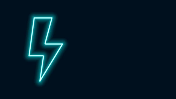 Leuchtende Leuchtlinie Blitz-Symbol isoliert auf schwarzem Hintergrund. Blinkzeichen. Laden Sie Flash-Symbol. Blitzschlag. Blitzschlag. 4K Video Motion Grafik Animation — Stockvideo