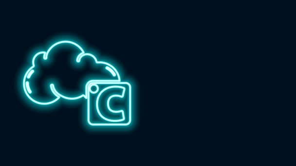 Świecąca neonowa linia Celsjusza i ikona chmur odizolowana na czarnym tle. 4K Animacja graficzna ruchu wideo — Wideo stockowe