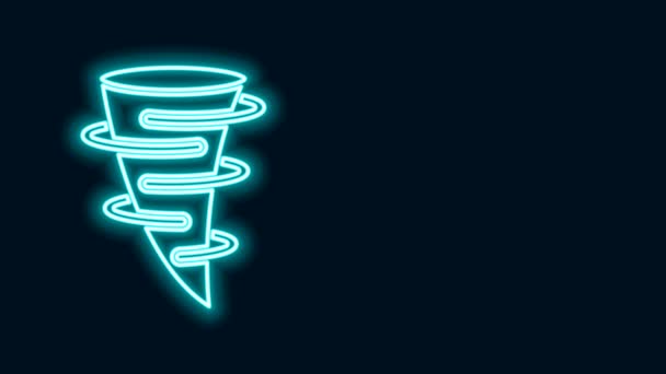 Glowing neon line Tornado icon isolated on black background. 4K Video motion graphic animation — Stock Video