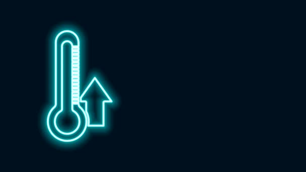 Glowing neon line Thermometer icon isolated on black background. 4K Video motion graphic animation — Stock Video