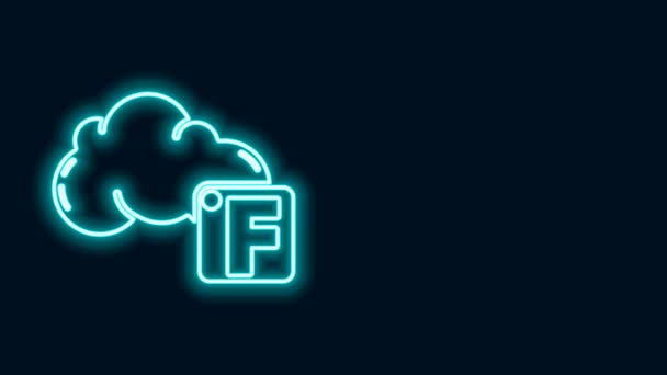 Linea neon incandescente Fahrenheit e icona nuvola isolata su sfondo nero. Animazione grafica 4K Video motion — Video Stock