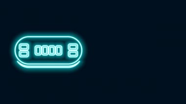 Parlayan neon hattı poker masası simgesi siyah arkaplanda izole edildi. 4K Video hareketli grafik canlandırması