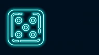 Parlayan neon çizgi oyun zar simgesi siyah arkaplanda izole edildi. Kumarhane kumarı. 4K Video hareketli grafik canlandırması