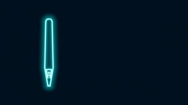 Parlayan neon çizgi simgesi siyah arkaplanda izole edildi. 4K Video hareketli grafik canlandırması