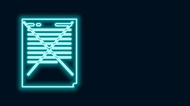 Parlayan neon hattı sınav kağıdı. Yanlış cevapları içeren araştırma simgesi. Siyah arkaplanda izole edilmiş. Test sonuçlarında kötü not, başarısız rapor konsepti. 4K Video hareketli grafik canlandırması