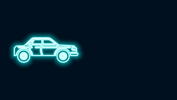 Świecąca neonowa ikona samochodu Sedana odizolowana na czarnym tle. 4K Animacja graficzna ruchu wideo — Wideo stockowe