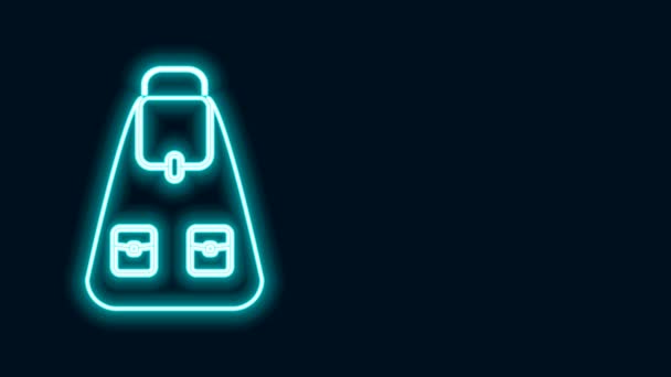 Glowing neon line School backpack icon isolated on black background. 4K Video motion graphic animation — Stock Video