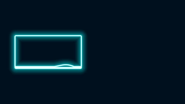 Icono de pizarra de línea de neón brillante aislado sobre fondo negro. Signo de pizarra escolar. Animación gráfica de vídeo 4K — Vídeo de stock
