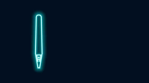 Светящаяся неоновая линия Значок пера изолирован на черном фоне. Видеографическая анимация 4K — стоковое видео