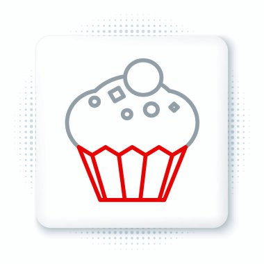 Çizgi Kek simgesi beyaz arkaplanda izole edildi. Renkli taslak konsepti. Vektör.