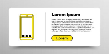 Uygulama dağıtım simgesine sahip, beyaz arkaplanda izole edilmiş mobil telefon hattı. Paket takibi. Renkli taslak konsepti. Vektör.