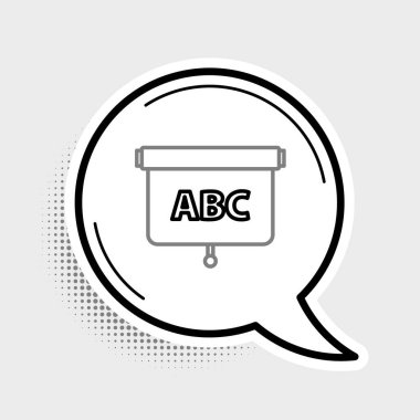 Çizgi kireçtaşı simgesi gri arkaplanda izole edildi. Okul karatahtası. Renkli taslak konsepti. Vektör.