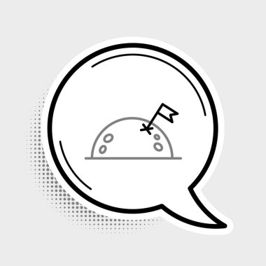 Gri arkaplanda bayrak simgesi olan Çizgi Gezegeni. Renkli taslak konsepti. Vektör.