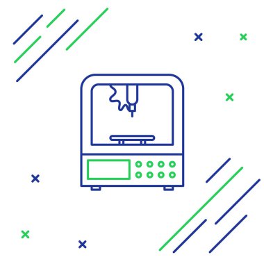 Satır 3D yazıcı simgesi beyaz arkaplanda izole edildi. Renkli taslak konsepti. Vektör.