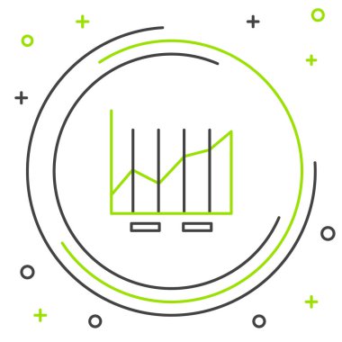 Çizgi pasta grafiği bilgi simgesi beyaz arkaplanda izole edildi. Diyagram çizelgesi. Renkli taslak konsepti. Vektör.