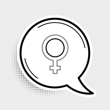 Gri arkaplanda çizgi kadın cinsiyet simgesi izole edildi. Venüs sembolü. Bir kadın ya da organizmanın sembolü. Renkli taslak konsepti. Vektör.