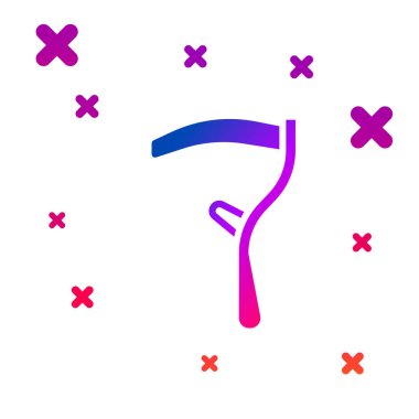 Beyaz arkaplanda izole edilmiş renkli Scythe simgesi. Mutlu Cadılar Bayramı Partisi. Kademeli rastgele dinamik şekiller. Vektör.