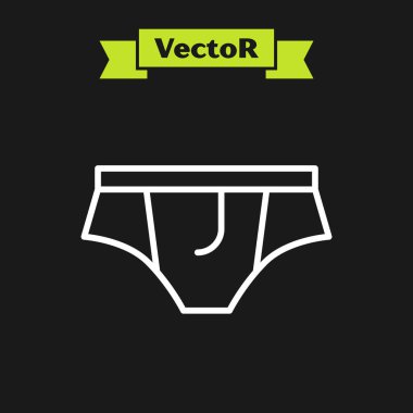 Siyah arkaplanda beyaz çizgi iç çamaşırı simgesi var. Vektör İllüstrasyonu.