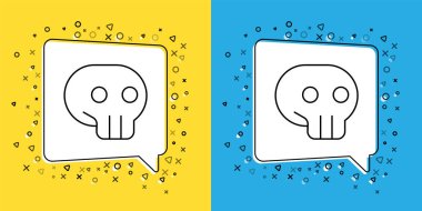 Skull simgesini sarı ve mavi arkaplanda izole et. Vektör.