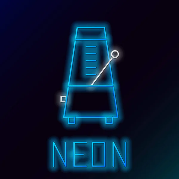 Leuchtende Neon Line Classic Metronom Mit Pendel Bewegung Symbol Isoliert — Stockvektor