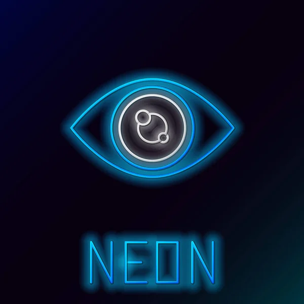 Gloeiende Neon Lijn Eye Icoon Geïsoleerd Zwarte Achtergrond Kleurrijk Concept — Stockvector