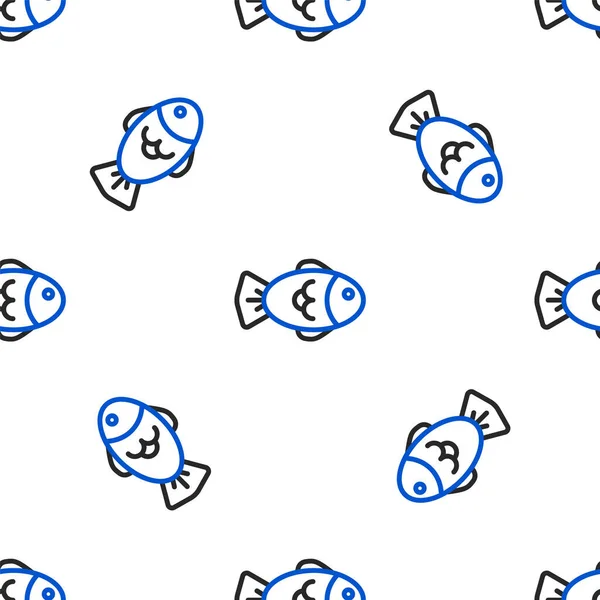 Line Fish Ikon Elszigetelt Zökkenőmentes Minta Fehér Háttér Színes Vázlat — Stock Vector