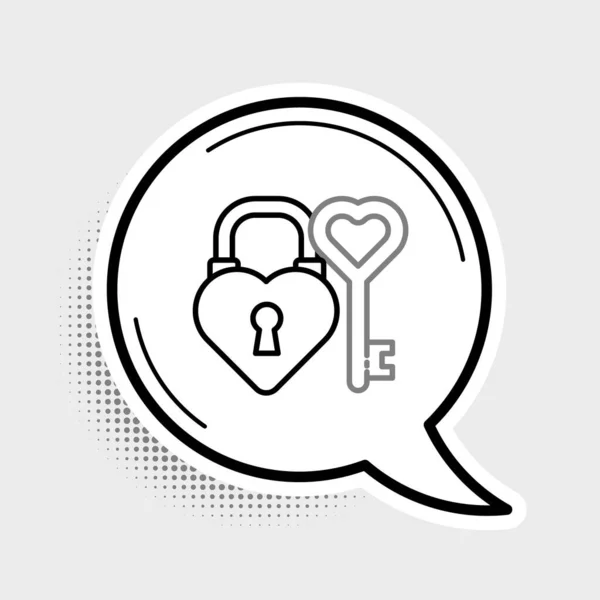 Line Castle Shape Heart Key Heart Shape Icon Isolated Grey — Stock Vector